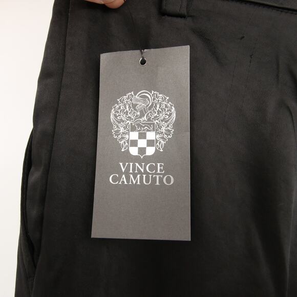 Vince Camuto Dress Pants Black Wide Leg Front Pleat Satin Trouser Pant Size 14W - Picture 12 of 16